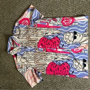 Colorful Graphic Button-Up/Short Set